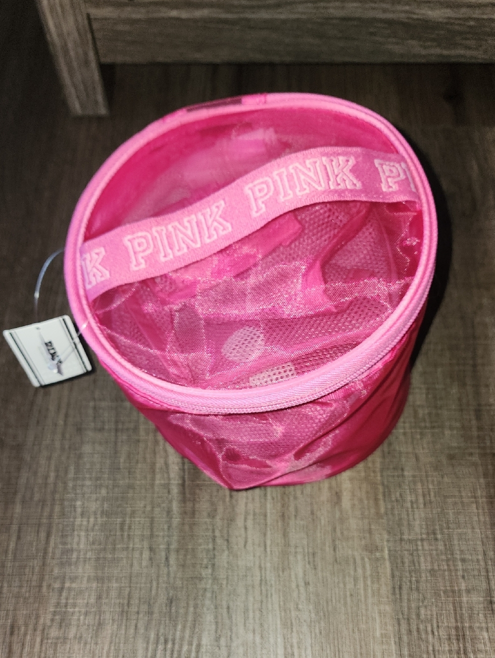 PINK Hot Pink Mesh Cosmetic Pouch - Picture 1 of 7